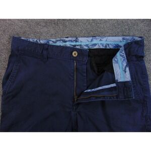 Tommy Bahama Shorts Men 32x10 Navy Blue Chino Cotton Blend Flat Front Short Pant